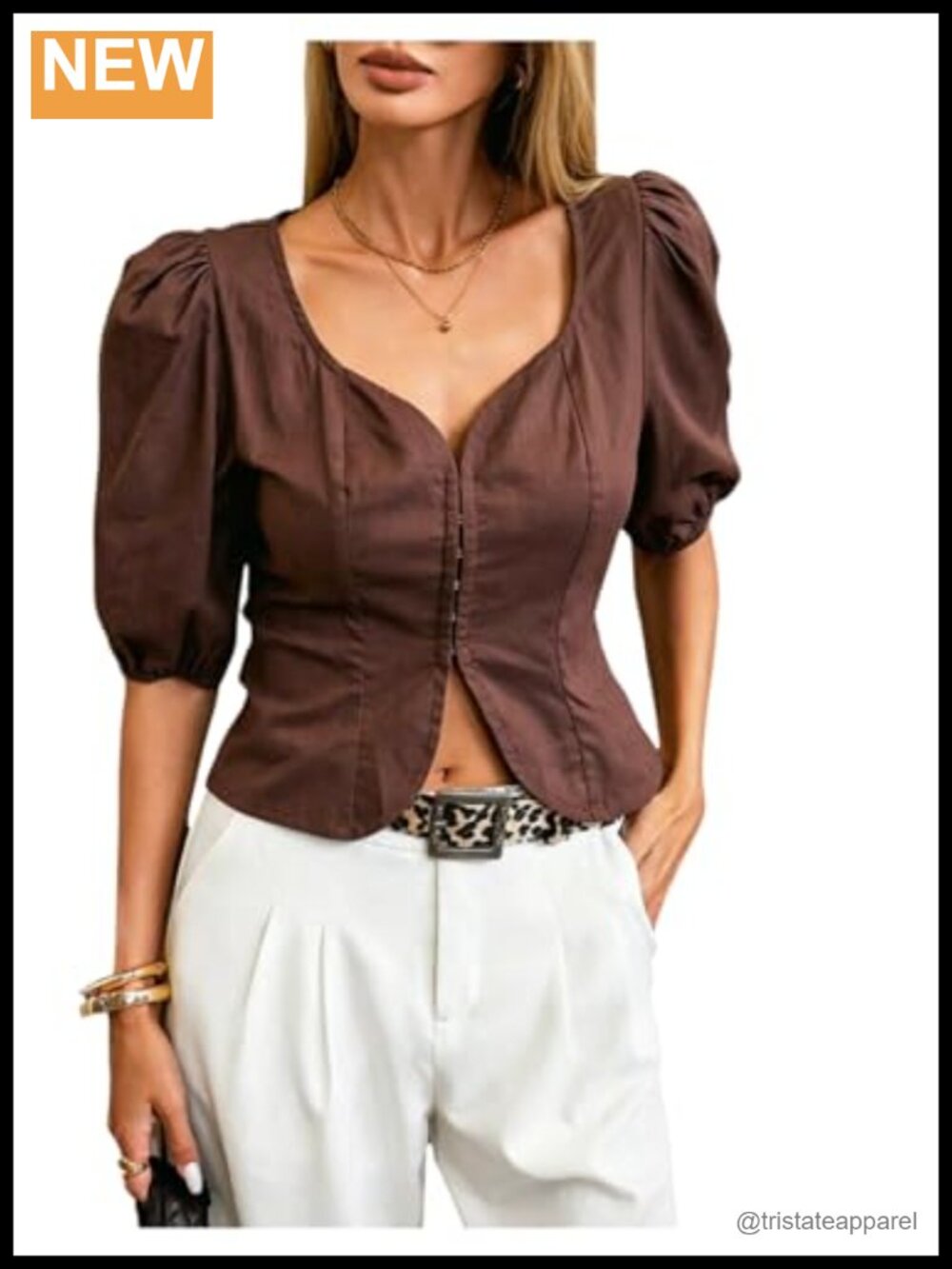 Retro Vintage Puff Sleeve Sweetheart Neck Crop Blouse